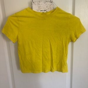 Yellow slim fit crop shirt